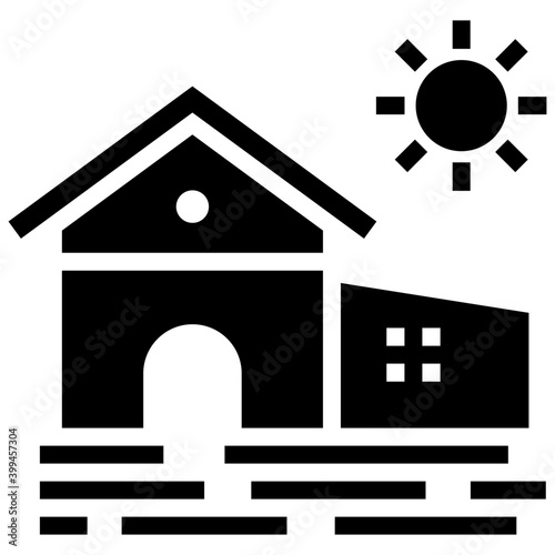 Icon of farmhouse in solid design 