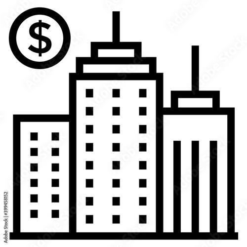 Icon of brokerage building line design.