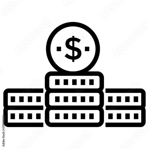 Dollar coin icon in line design.