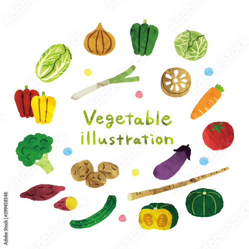 水彩風　野菜のイラストセット