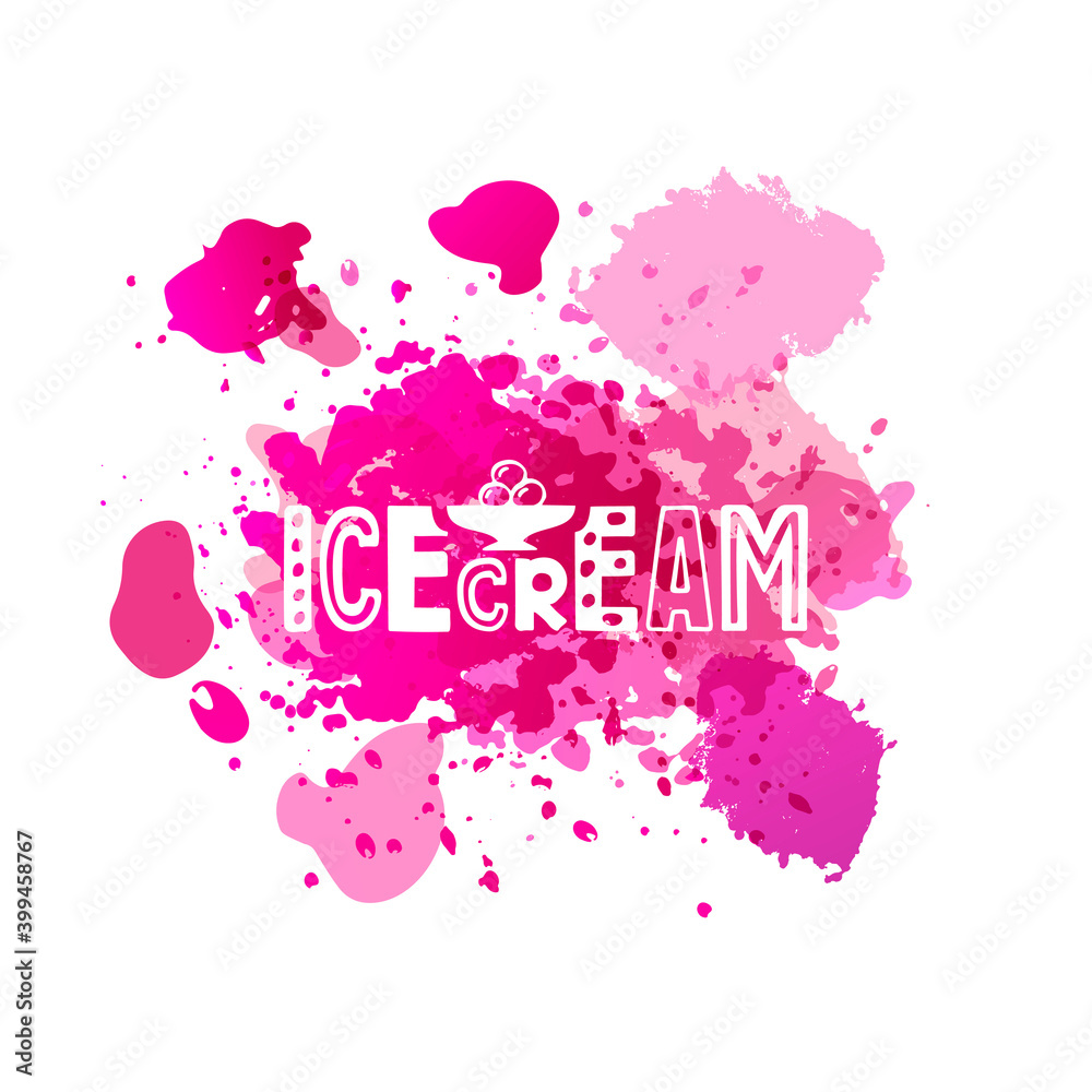 Vector illustration of icecream lettering for banner, leaflet, poster ...