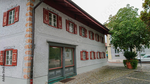 Prien am Chiemsee, Bavaria, Germany - August 30, 2018: Interesting houses in the city center