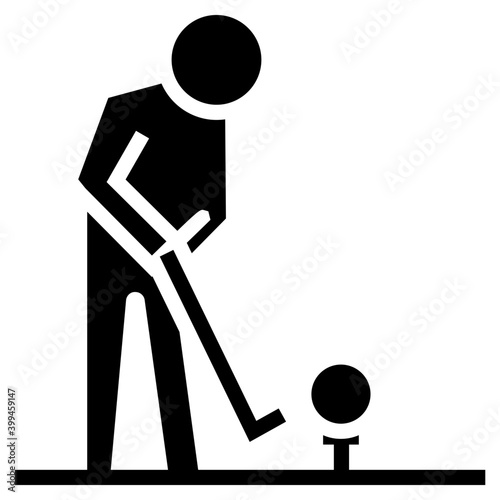 Solid design of golf player pictograph