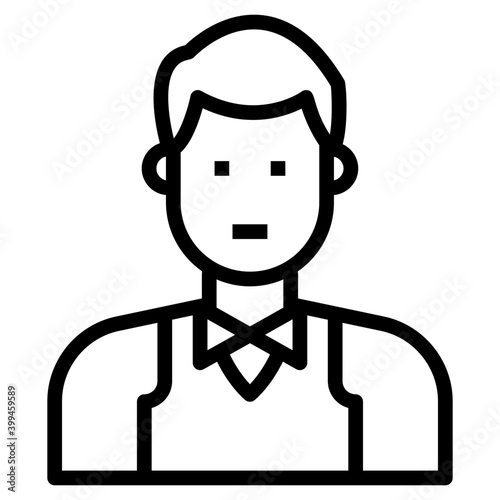 Male waiter icon in line design 