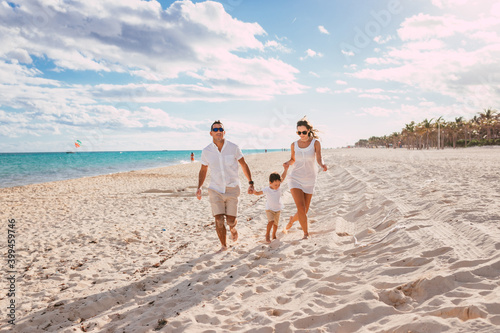 Happy family on the beach. Family vacation