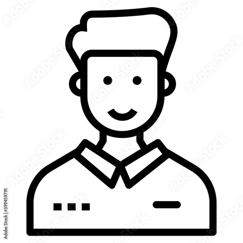 Teenage boy icon in line design