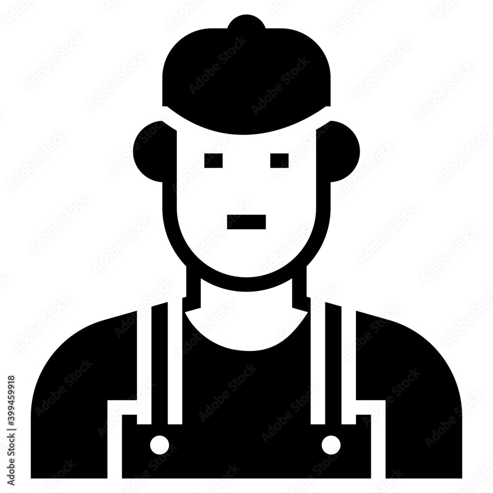 Worker icon in glyph design Worker icon in glyph design