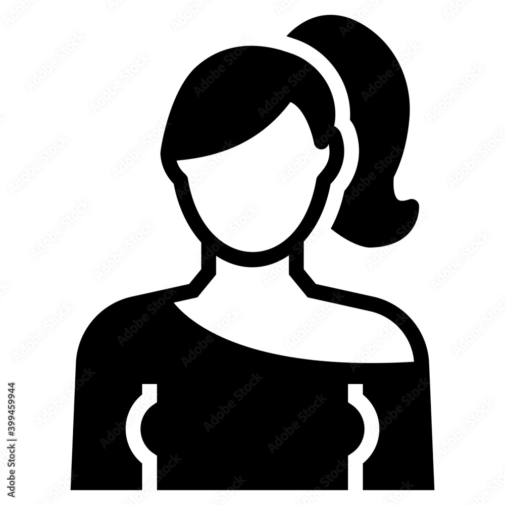Female newscaster icon in glyph design 