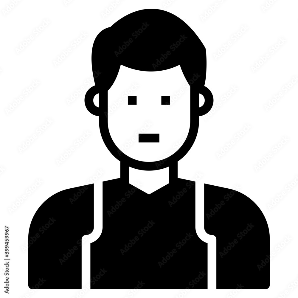 Male waiter icon in glyph design 