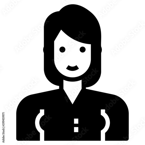 Female secretory icon in glyph design 