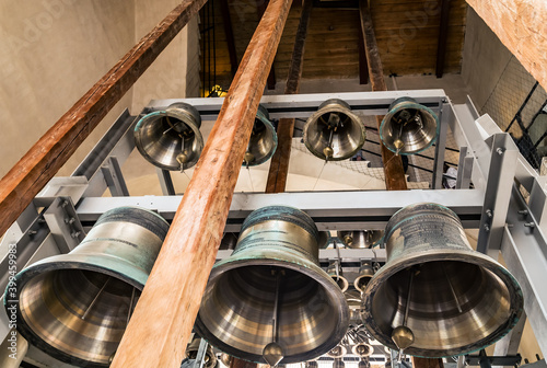 Carillon bells, Bell Tower of Peter of Paul Cathedral St. Petersburg Russia. photo