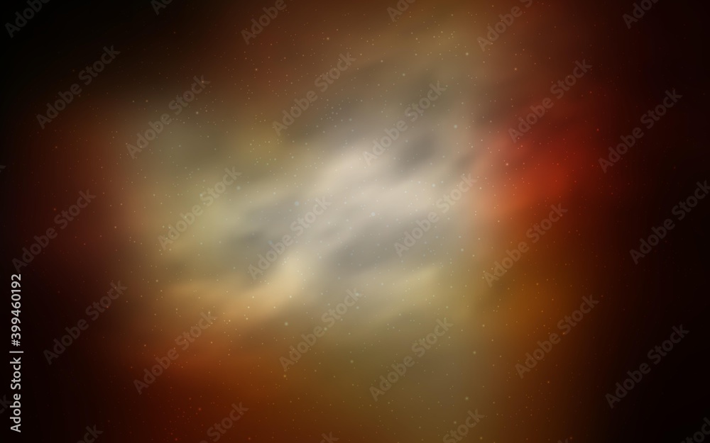 Dark Orange vector texture with milky way stars. Space stars on blurred abstract background with gradient. Template for cosmic backgrounds.