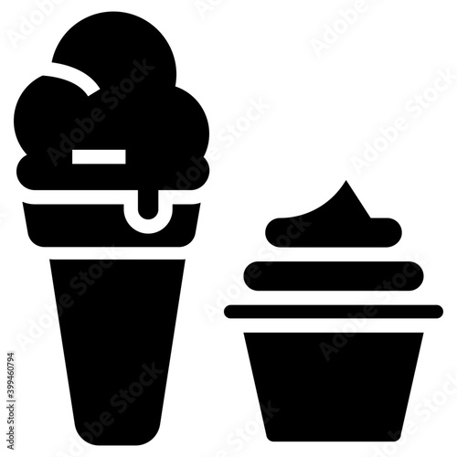 Frozen ice cream glyph icon design 