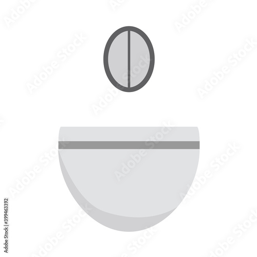 Wall-hung toilet. White sanitary device made of ceramic. Vector illustration isolated on a white background for design and web.