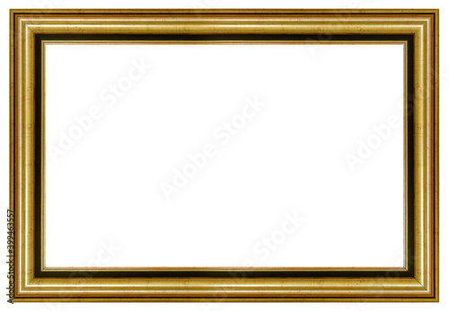 Old vintage golden frame isolated on a white background