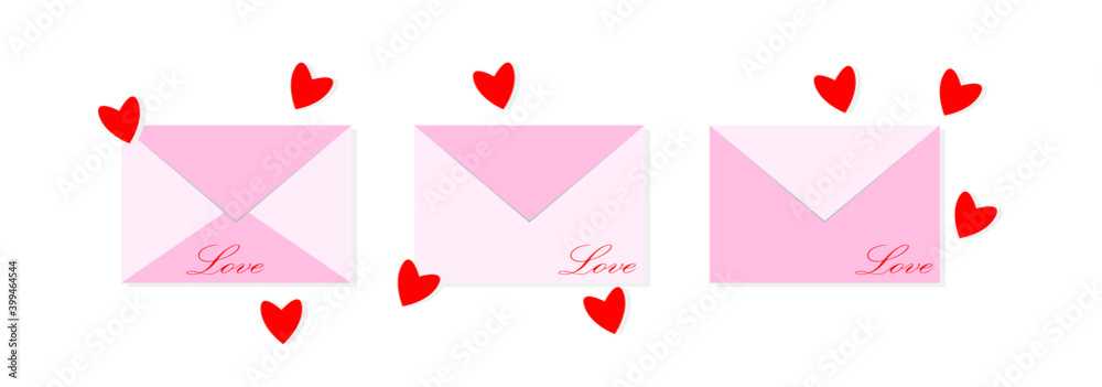 Cute pink envelopes with hearts for Valentine's day Cute pink envelopes with hearts for Valentine's day