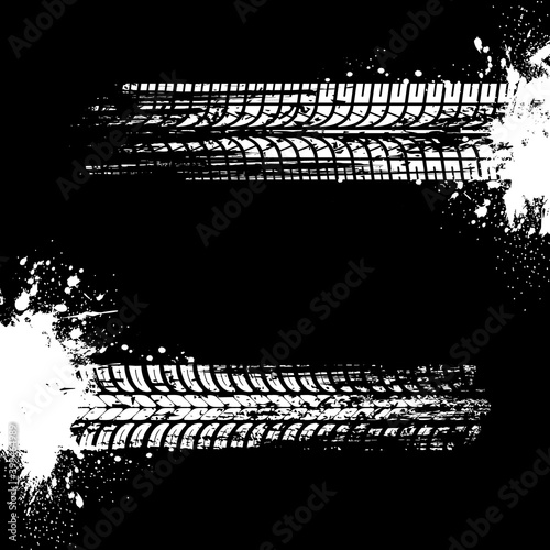Tire prints, car tyre tracks isolated vector marks