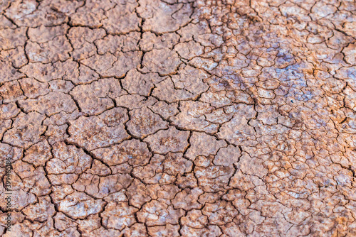 Cracked clay ground into the dry season. Global desertification of territories