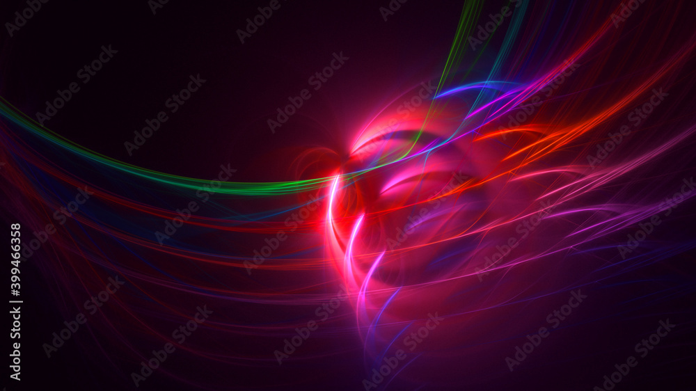 3D rendering abstract multicolor fractal light background