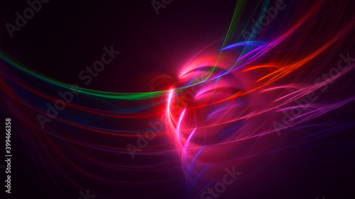 3D rendering abstract multicolor fractal light background