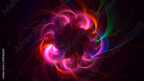 3D rendering abstract colorful fractal light background