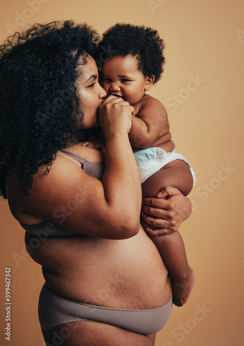 Healthy mom and cute baby