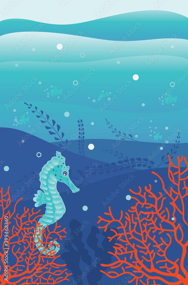Underwater scene with seahorse Underwater scene with seahorse