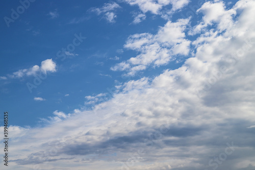 Blue sky and white clouds on a sunny day. Beautiful skyscape background