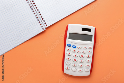 White and red calculator wi...