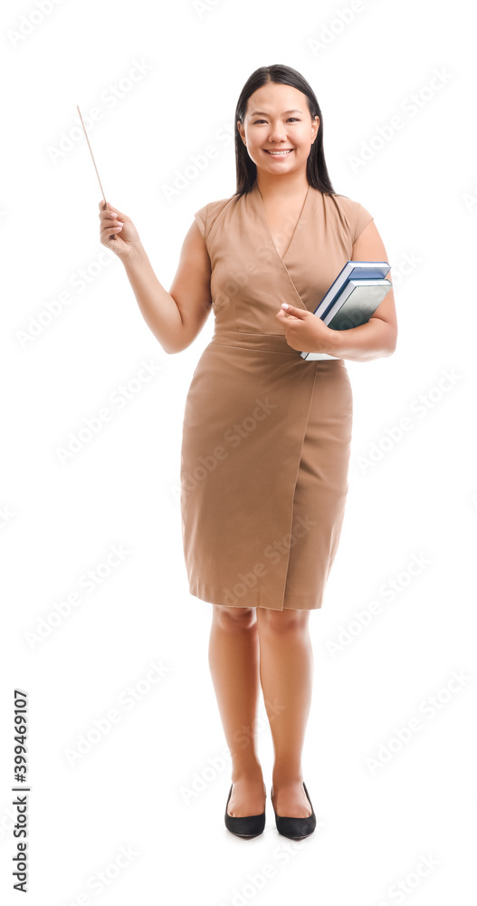 Asian female teacher on white background Asian female teacher on white background