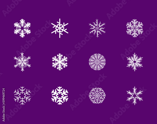 Vector image set of snowflake line and flat icons.