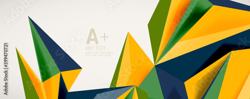 Vector triangle geometric backgrounds. Low poly 3d shape on light backdrop. Vector illustration for covers  banners  flyers and posters and other designs