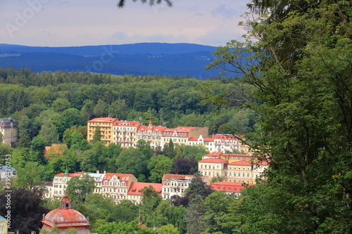 Fototapeta Aerial view to Marianske Lazne famous spa town in Czech Republic, Central Europe