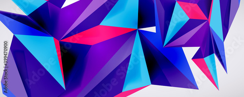 Vector triangle geometric backgrounds. Low poly 3d shape on light backdrop. Vector illustration for covers, banners, flyers and posters and other designs