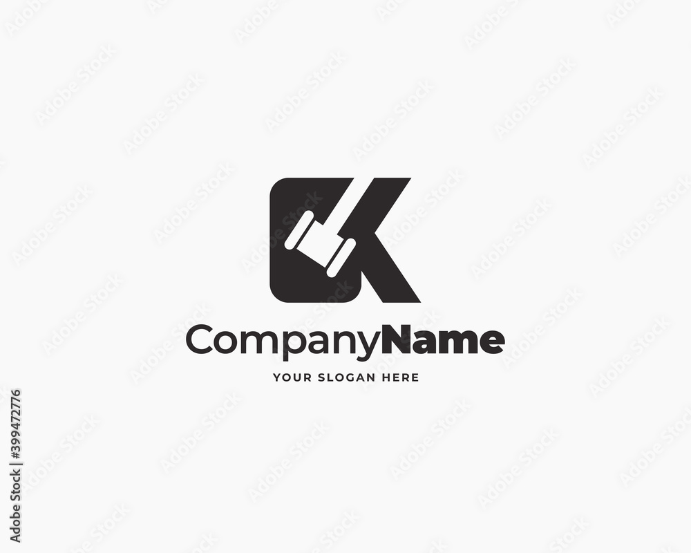 Letter CK with court gavel logo template Letter CK with court gavel logo template