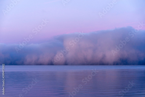 misty evening on the lake