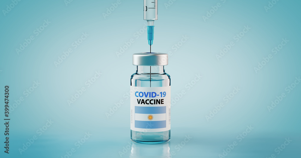 COVID-19 Coronavirus Vaccine and Syringe with flag of Argentina COVID-19 Coronavirus Vaccine and Syringe with flag of Argentina