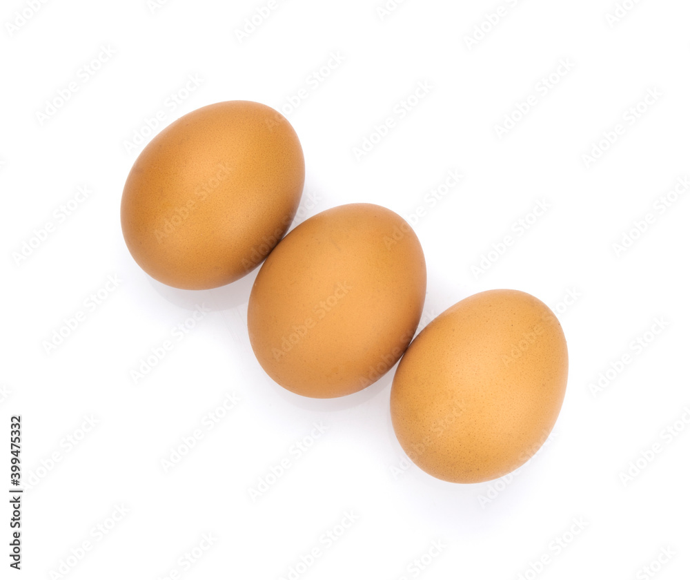 Chicken eggs on white background. Top view Chicken eggs on white background. Top view