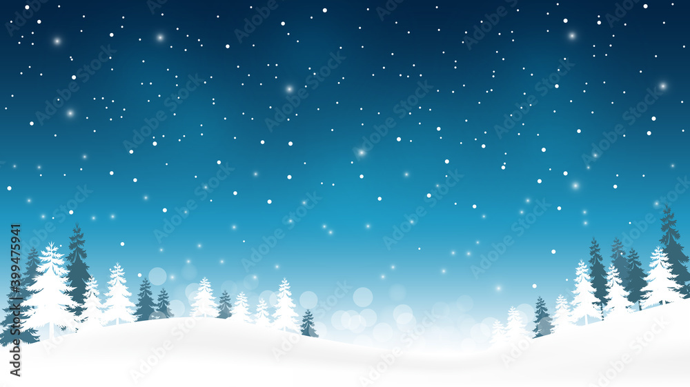 Snowflakes on Blue background for Christmas and Happy New Year celebration