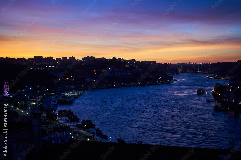 Evening atmosphere in and over Porto