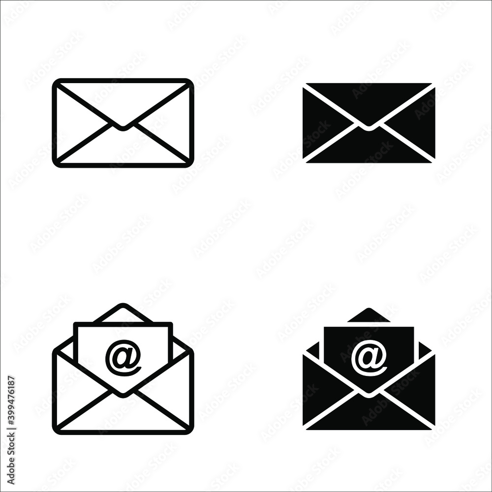 email icon isolated on white background. Open envelope pictogram. color editable email icon isolated on white background. Open envelope pictogram. color editable