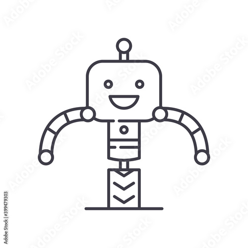 Intellegence robot icon, linear isolated illustration, thin line vector, web design sign, outline concept symbol with editable stroke on white background.