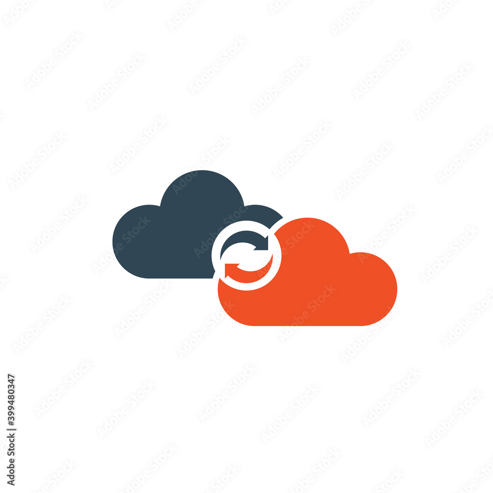 backup cloud storage. Sync Cloud. Dada transfer in between the clouds. Data migration. Stock vector illustration isolated on white background. backup cloud storage. Sync Cloud. Dada transfer in between the clouds. Data migration. Stock vector illustration isolated on white background.