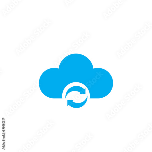 Cloud icon with sync data circle arrows, data sync symbol. Stock vector illustration isolated on white background.