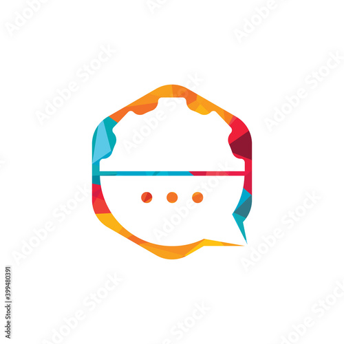 Gear chat vector logo design template. Gear bubble chat vector logo.