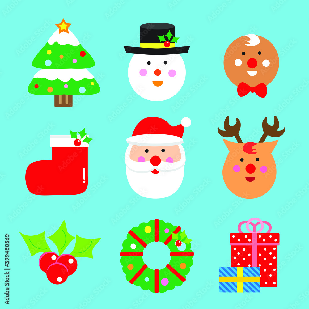 Flat Set Christmas Icon Design Element Flat Set Christmas Icon Design Element