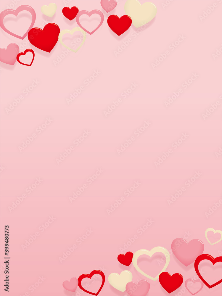 バレンタインデーの背景、3色のハート