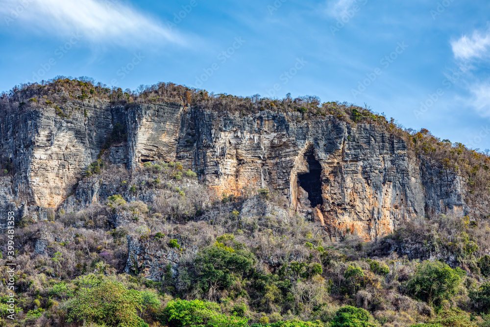 big cave in Antsiranana mountain, Diego Suarez bay, Madagascar. wilderness nature scene. Africa