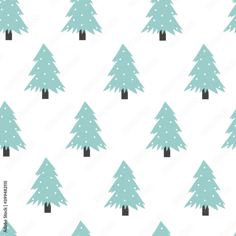 Seamless pattern with cute cartoon tree for fabric print, textile, gift wrapping paper. colorful vector for kids, flat style