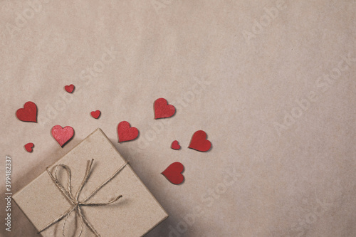 Gift and red hearts